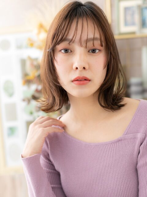 サンドベージュウェットヘアボブパーマ20代30代40代