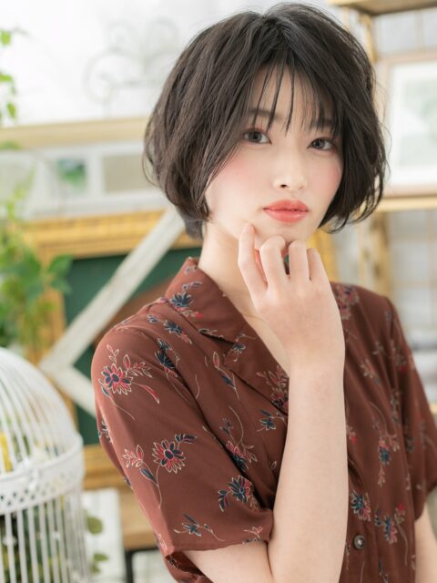 大人かわいい小顔ショートボブ20代30代