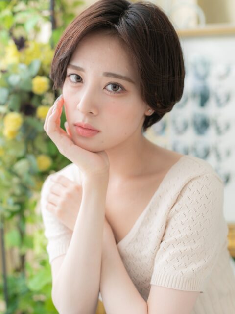 大人かわいい小顔ひし形ショートボブ20代30代