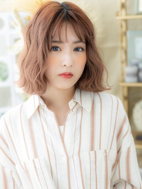 ゆるふわ大人可愛い♪20代30代デジタルパーマピンクベージュ